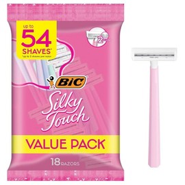 BIC Silky Touch Women's Disposable Razor Blades 2x Pretty Pastel Razor Handle Shaving Razors Pack of 10, 18-Count / BIC Silky Touch 여성용 일회용 면도기 블레이드 2개 예쁜 파스텔 면도기 손잡이 면도 면도기 10개 팩, 18-Count