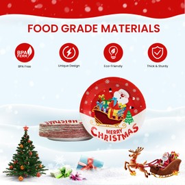 LDFDRT 7 Inch Christmas Party Paper Plates Disposable 50 pcs Christmas Tree Santa Claus Paper Christmas Holiday Dinner Plates Dessert Plates Party Decorations