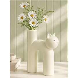 Ceramic Cat Vase, Cute Cat Themed Gifts for Women, Home Office Decor