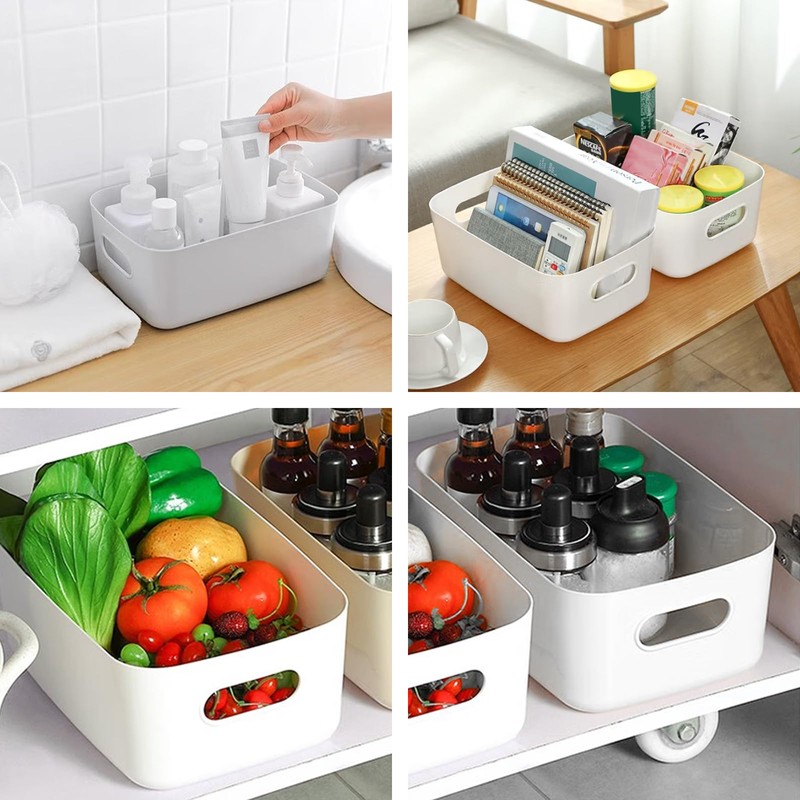 GAOHAN 12 Packs Plastic Storage Boxes with Handles, 3 Colours