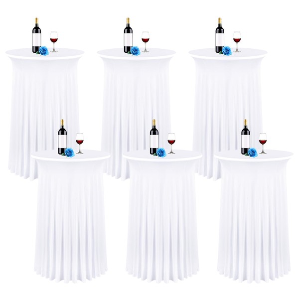 6 Packs 32"x 43" Round Cocktail Table Skirt,Spandex Stretch Cocktail