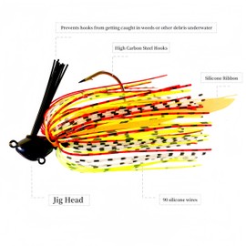 RuiJiaXiang 6pcs weedless skirted Jig heads squid rubber jig lure baits kit 10g 13g 16g Include plastic fishing tackle box fishing for freshwater saltwater (style-b)