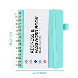 A6 Address Book with Index A-Z, A6 Spiral Address Book with Inner Pocket, 64 Sheets/128 Pages 14.5 x 12 cm Password Book with Tabs, Address Organiser, Phone Notebook for Website Logins (Green)