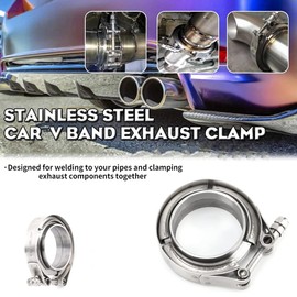 Stainless Steel V-Band Clamps V-Band Clamp Set Flange Exhaust Clamps Kit 2.25 Inch Turbo Exhaust Downpipe Stainless Steel V-Band Clamp 2 Pieces Flange Kit