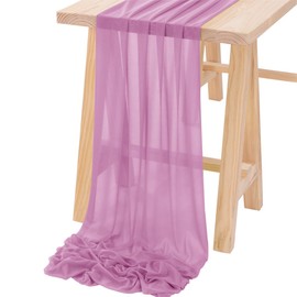 Socomi Purple Gauze Table Runner Chiffon Like Wedding Table Runner 10FT 120 inches Long Boho Rustic for Bridal Shower Decorations Baby Shower