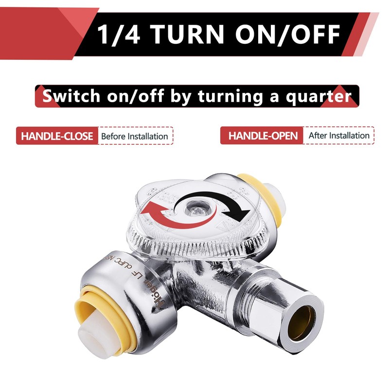EFIELD Push Fit Tee Stop Valve 1/2" Push x 1/2"