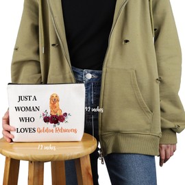 PYOUL Golden Retriever Lover Gift Woman Loves Golden Retrievers Makeup Bag Golden Mom Cosmetic Bag Golden Retriever Owner Gift (Golden Retrievers Bag)