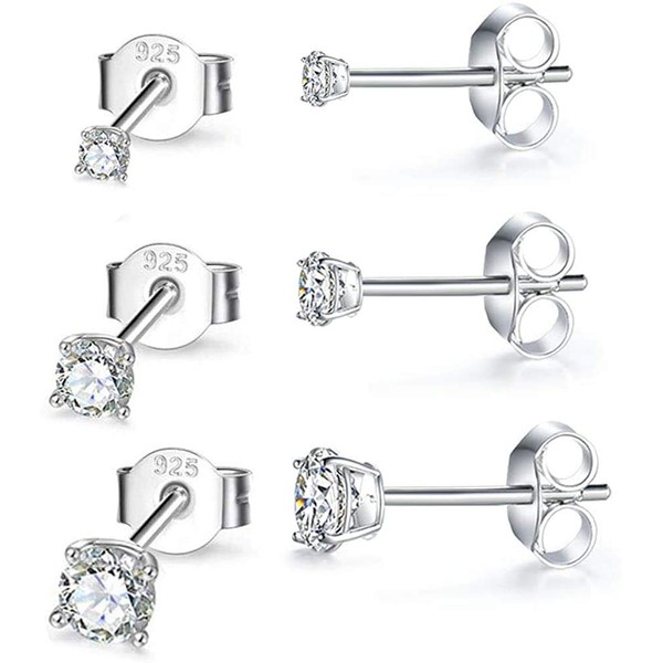 Gulicx 3 Pairs Silver Stud Earrings Set for Women Girls,