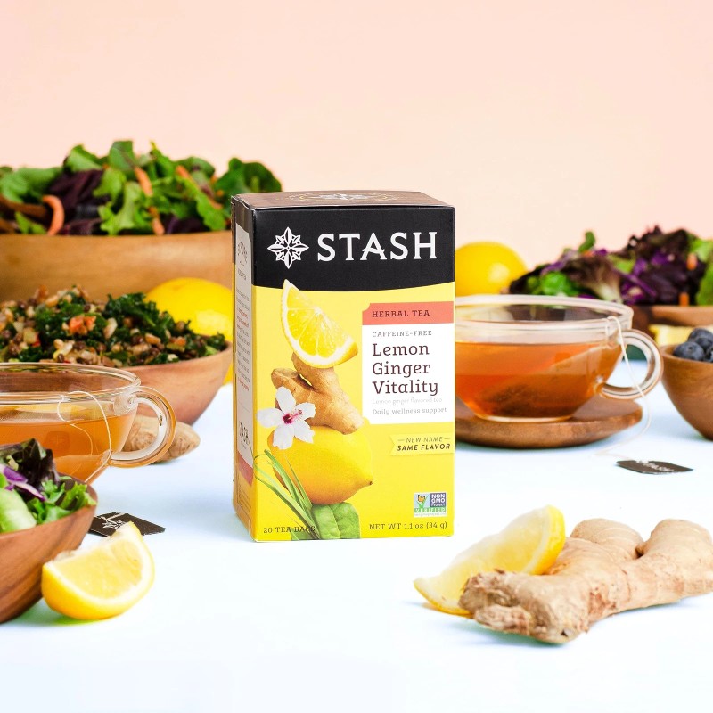 Stash Tea Lemon Ginger Herbal Tea 120 Bags Caffeine Free