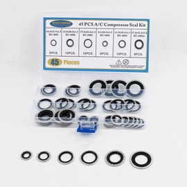 45PCS Car AC O Ring Kit,6 Type Sizes A/C O Ring Assortment Kit for A/C Compressor to Improve Sealing with Storage Box,Professional Car Accessories AC Seal Kits for Cars SUVs