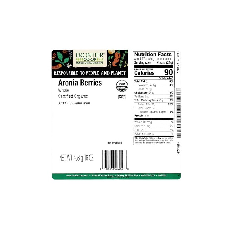 Frontier Co-op Organic Whole Aronia Berries 1lb