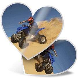 2 x Heart Stickers 7.5 cm - Quad Bike Desert Safari 4x4 Laptop Tablet Luggage Scrapbook #12683