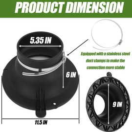 Enforose Lawn Vacuum Adapter – Heavy-Duty PP Replacement for Agri-Fab Mow-N-Vac | Fits 5/6/7-Inch Hoses, Enhanced Suction for Leaf Cleanup (Weather-Resistant)