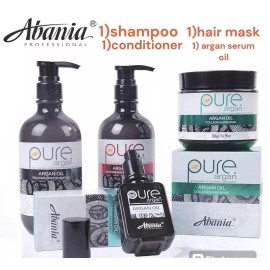 CONJUNTOS de 4 Botellas PURO ARGÁN Abania Aceite de Argán Mascarilla Capilar Colágeno - 500 ml