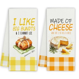 RPLCSPC Funny Kitchen Towels and Dishcloths Set, Absorbent Quick Dry Cloth Dish Tea Towels, Cheese Themed Kitchen Decorations, New Home Idea Gifts for Family Friends-B05
