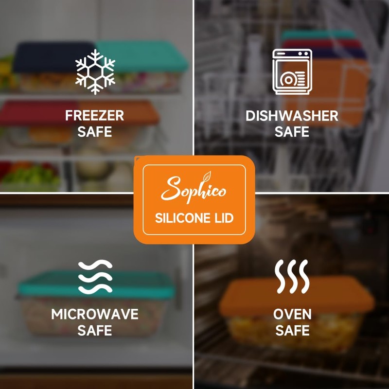 Sophico 11 Cup Rectangle Silicone Storage Cover Lids Replacement for