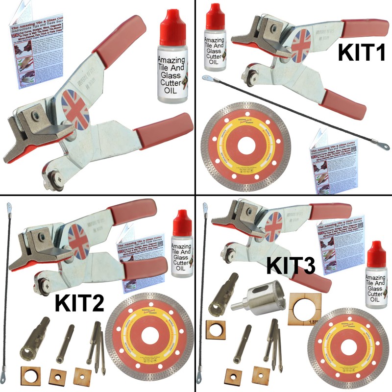 Glass and Tile Cutter Kit 3 Left Handed Tile Hand