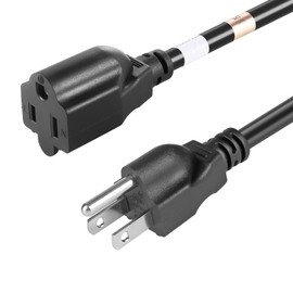 VSEER 6 Feet 1875W 15A Heavy Duty Extension Cord Outlet Saver 3-Prong 14 AWG Power Extension Cord Black,UL Listed