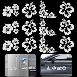 Flower Decal Car Hibiscus Sticker White (4.3 x 3.9)