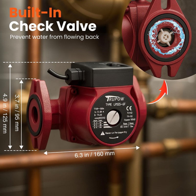 Trupow 1" Flange Connection 115V Hot Water 3-Speed Circulation Pump