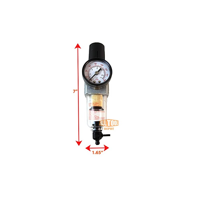 1/4" NPT Mini Compressed Air In Line Filter Regulator Combo