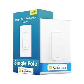 meross - Interruptor de luz inteligente compatible con Apple HomeKit, Siri, Alexa, Google Assistant y SmartThings, interruptor de luz Wi-Fi de 2.4 GHz, requiere cable neutro, un solo polo, programa de
