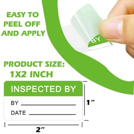1x2 Inch Quality Control Inventory Lables 500 Pcs Inspected by Rectangle Stickers Fluorescent Green Adhesive Stickers for handling Shipping Warehouse Inventory Control Organization