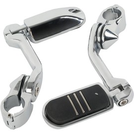 XFMT 32mm 1.25" Chrome Long Angled Highway Engine Guard Foot Peg Universal Fit For Streamliner Style Motorcycle