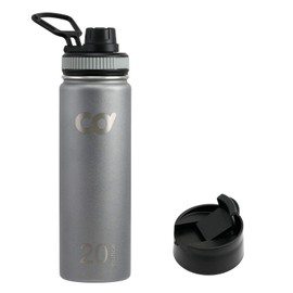 CyclingDeal Stainless Steel Vacuum Insulated Double Wall Water Bottle 20oz (591ml) Gray