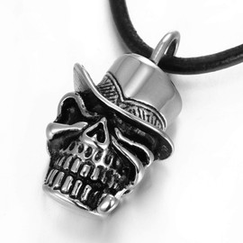 DonDon Men's Leather Cord Necklace, 50 cm, with Stainless Steel Pendant in Various Designs, Stainless Steel