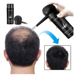 Polvo De Fibra Capilar Negro Cubre Raíz De Cabello Calvicie                                                                                           