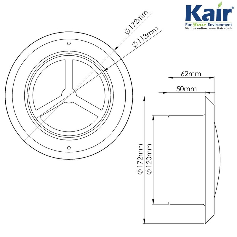 Kair Ceiling Valve 125mm - 5 inch Stainless Steel Adjustable