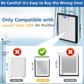 2 Pack Vital 100S Replacement Filter Compatible with LEVOIT Vital 100S Air Purifie-r, 3-in-1 H13 Grade True HEPA, High-Efficiency Activated Carbon Vital 100S-P Filter, Vital 100S-RF