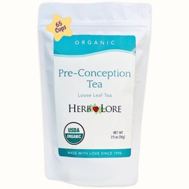 Herb Lore Organic Preconception Fertility Tea - Loose Leaf - 65 Cups - Red Raspberry Leaf with Red Clover & Nettle - Supports Hormone Balance to Get Pregnant *