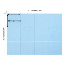 Large Cork Board Alternative, 11.8''x11.8'' 12 Pack Felt Bulletin Board with Safe Removable Adhesive Tabs, Connectable Felt Wall Tiles Bulletin Boards Cork Boards for Walls Pin Board Tack Board-Blue