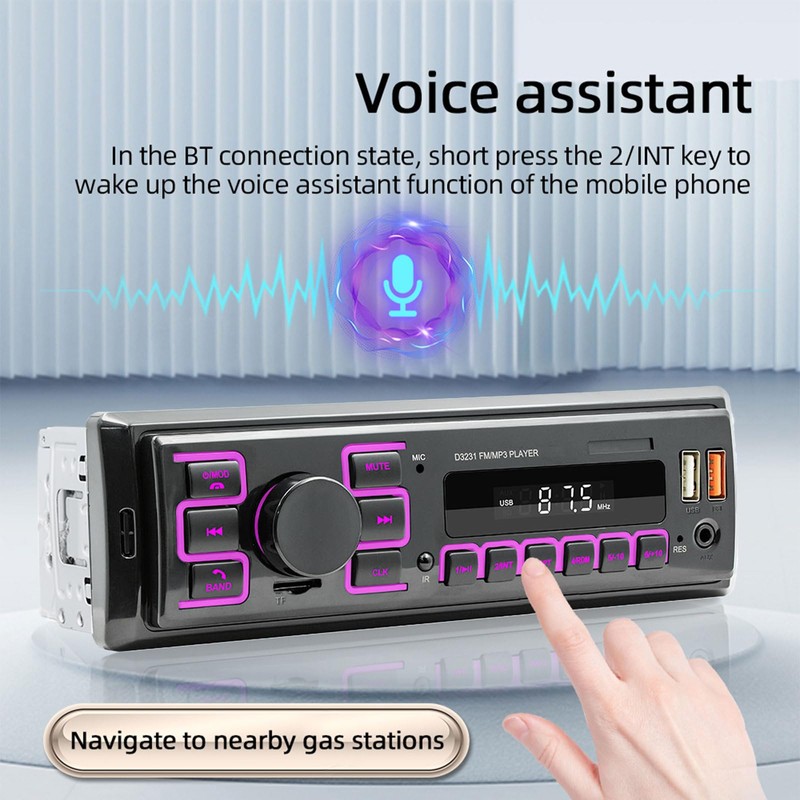 CAMECHO Single DIN Car Stereo with Bluetooth 5.1, 1 Din
