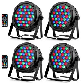 36LEDs RGB Par Lights 4 Pack - 36W LED Par Can Lights Sound Activated with Remote DMX Control Uplights for Wedding Party DJ Events Music Dance Church Stage Lighting