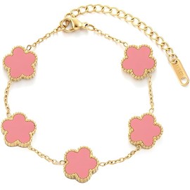 OSIRIDEH2 18K Gold Plated, Four Leaf Clover Bracelet, Bracelets Four Leaf Clover Bracelet Lucky Bracelets Birthday gift bracelet Jewelry Gifts Jewelry Gifts Trendy for Women (Green)