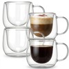 4 Pack Double Walled Glass Coffee Mugs with Handle, 10oz