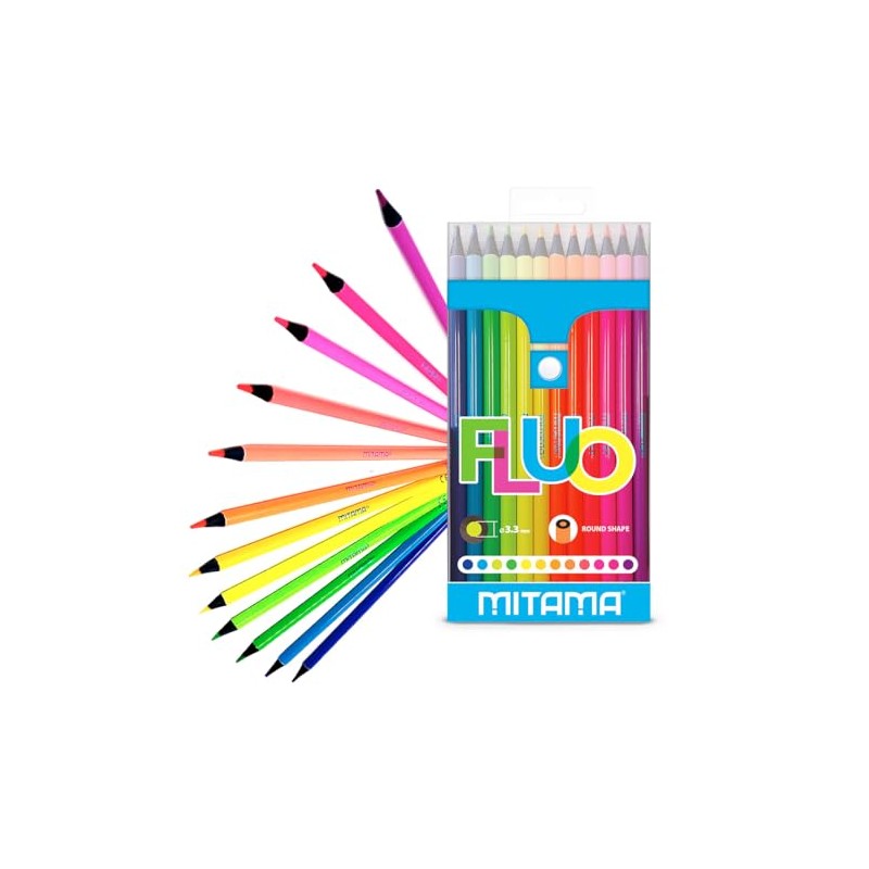 Mitama - Fluo Colouring Pencils - Pack of 12 Colouring