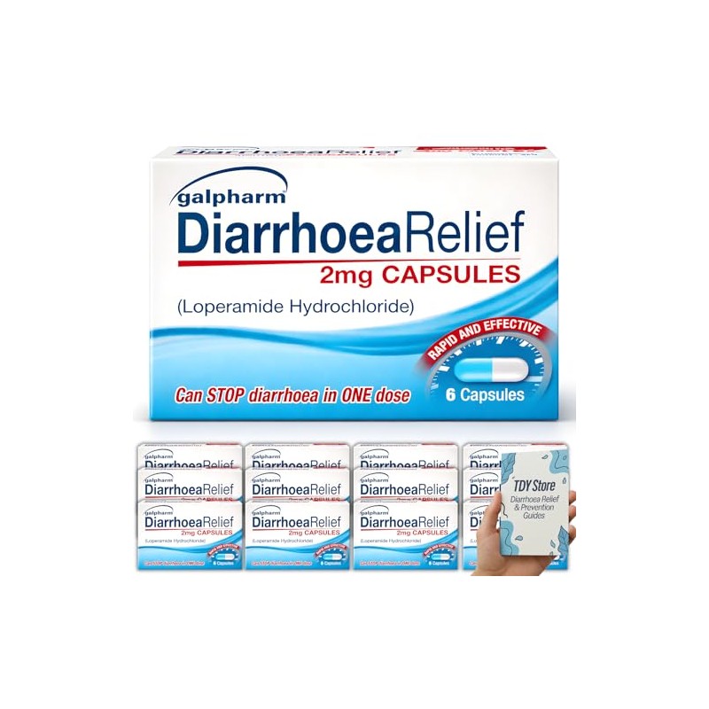 Diarrhoea Relief (12 Pack) 72 Loperamide Hydrochloride GSL, TDY Bundle