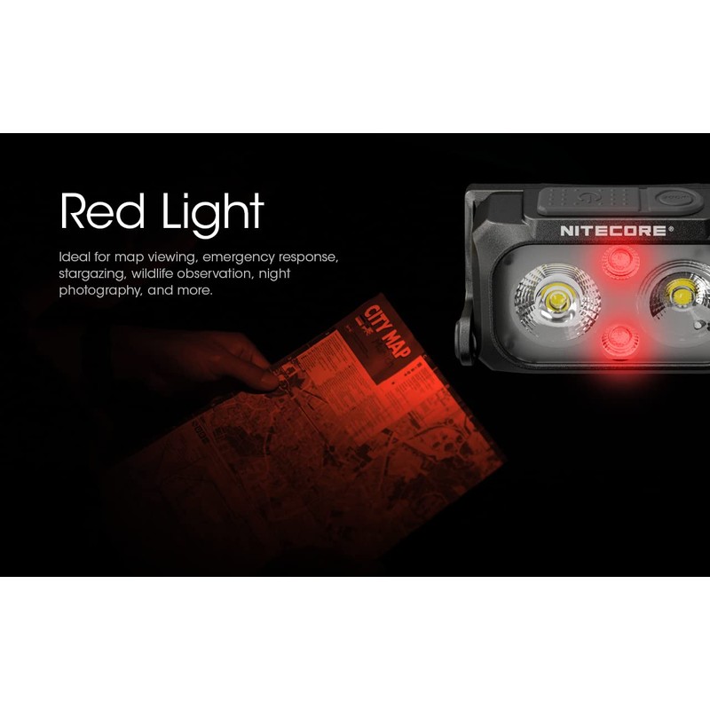 EdisonBright Nitecore NU25 400 USB-C Rechargeable Lightweight Dual Beam Headlamp