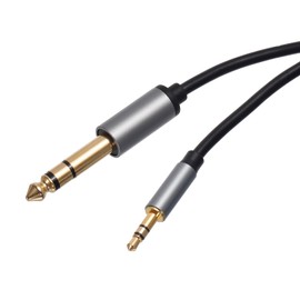 QUARKZMAN TRS Aux Cable 3.5mm Male to 6.5mm Male Auxiliary Audio HiFi Headphone Cable 3.3 Feet Nylon Braided for Phone Headphone Speaker Stereo Echo, Grey