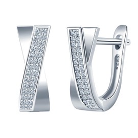 MICYUMI Women's 925 Sterling Silver Simple Design Hoop Earrings Cubic Zirconia Earrings,Silver