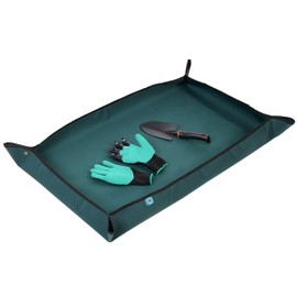 KONMAY Foldable Thicken Repotting Mat Tool Set - 30''X44'' Waterproof Potting Tray, Shovel and Garden Glove for Indoor and Outdoor Transplanting and Soil Mess Control