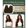 Ugeat Real Hair Extensions Dark Brown Clip 40 cm Remy