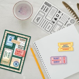 GLOBLELAND Ticket Post Stamp, Clear Stamps for Cards, Travel Pendants, Clear Stamps, Seals, Transparent Stamps for DIY, Scrapbooking, Photo Album, Diary, Home Decoration