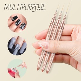 KEMEISI 6Pcs Nail Art Liner Brushes, Striping Nail Art Brush for Gel Polish Painting, Thin Detail Brush Fine Drawing Art Design Pen Size 5/7/9/11/15/25mm