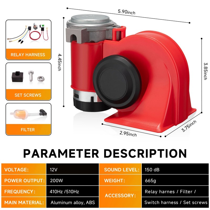 Train Horns for Truck, BANHAO Air Horn for Motorcycle, Train