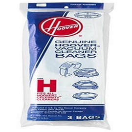 Hoover Vacuum Cleaner Bags for Celebrity Canister Vacs, Pack of 3, White-Green, Type H, Part # 4010009H, Hoover Vacuum Bags Refill